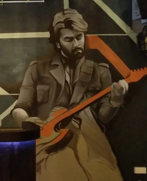 Bollywood Art Portrait of Ranbir Kapoor in Gabbar Bistro Bar