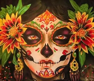 mexican sugar skull portrait in Sammy sosa restaurant in malad, mumbai