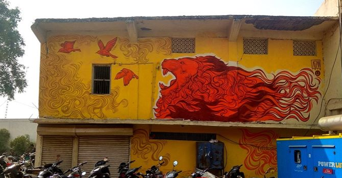 Mural by Afzan for Jabalpur Street Art