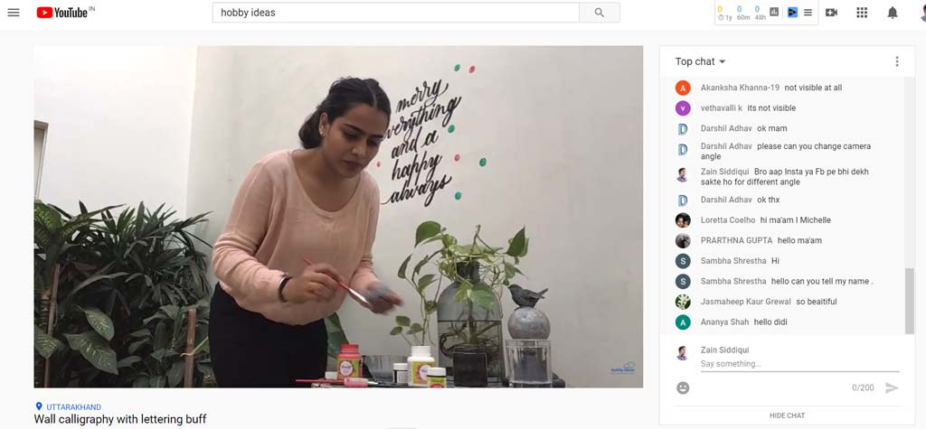 LetteringBuff aka Inpreet Kaur going LIVE for Hobby Ideas India and teaching her beautiful calligraphy technique and wall art