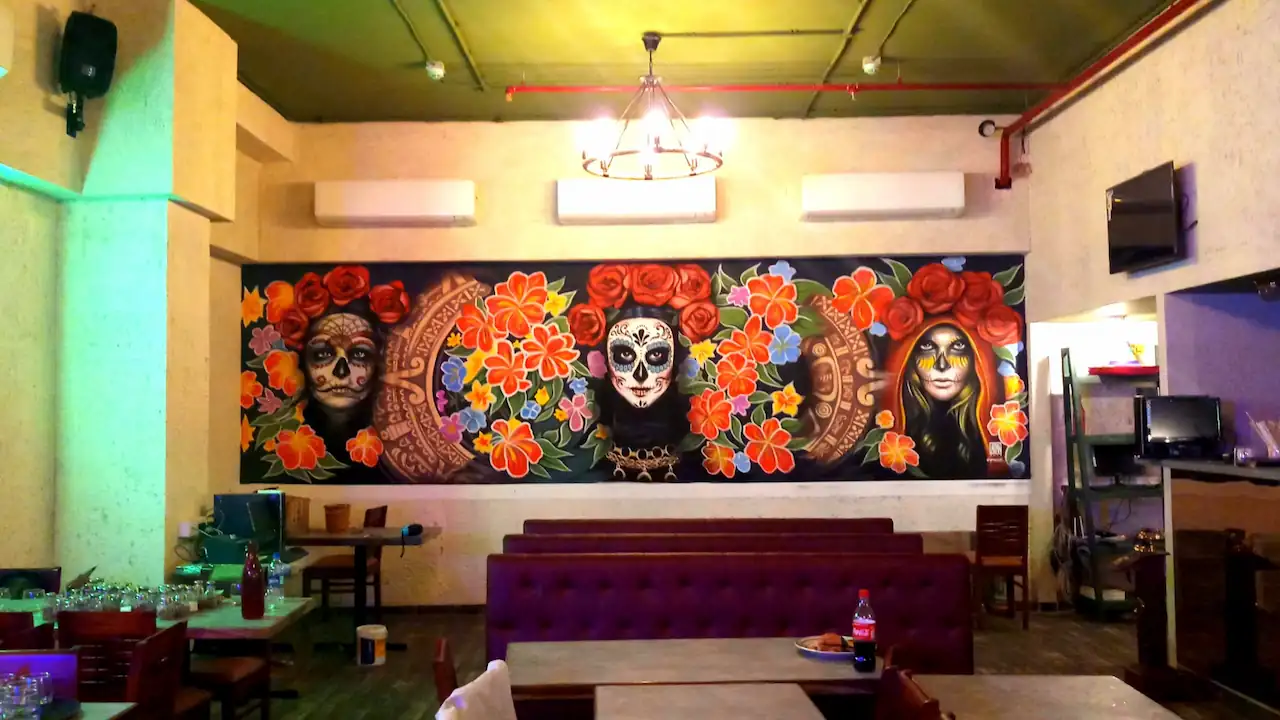 sugar skulls mexico theme graffit wall art for the restaurant sammy sasso 5